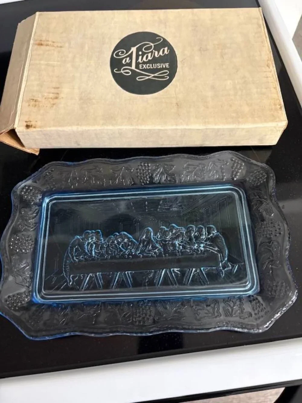 Tiara The Lord's Last Supper Bread Tray and Butter Dish and Communion/Wine Glass